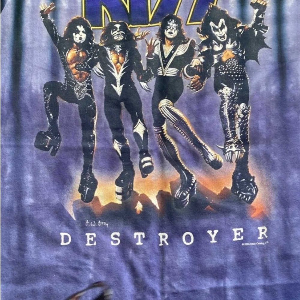 2005 liquid blue GLOW IN THE DARK kiss destroyer tye dye graphic band shirt VTG - Picture 2 of 5